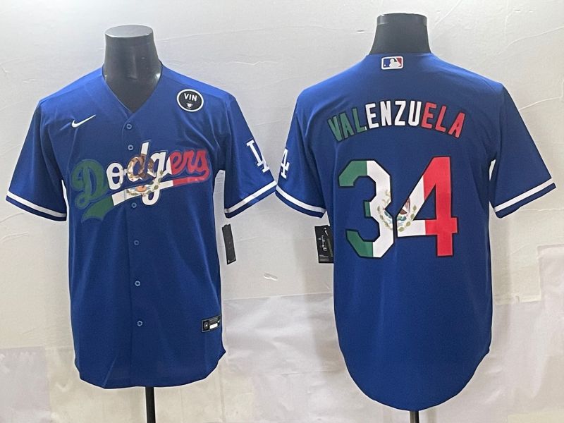 Men 2025 Los Angeles Dodgers #34 Valenzuela Blue Nike MLB Jersey style 7158